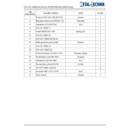 Katalog części zamiennych - Metal-Technik Chwastownik MT1 - 9000